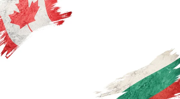Vlaggen van Canada en Bulgarije op witte achtergrond — Stockfoto